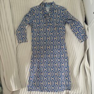 J. McLaughlin Blue and Gold Patterned Women's Dress
